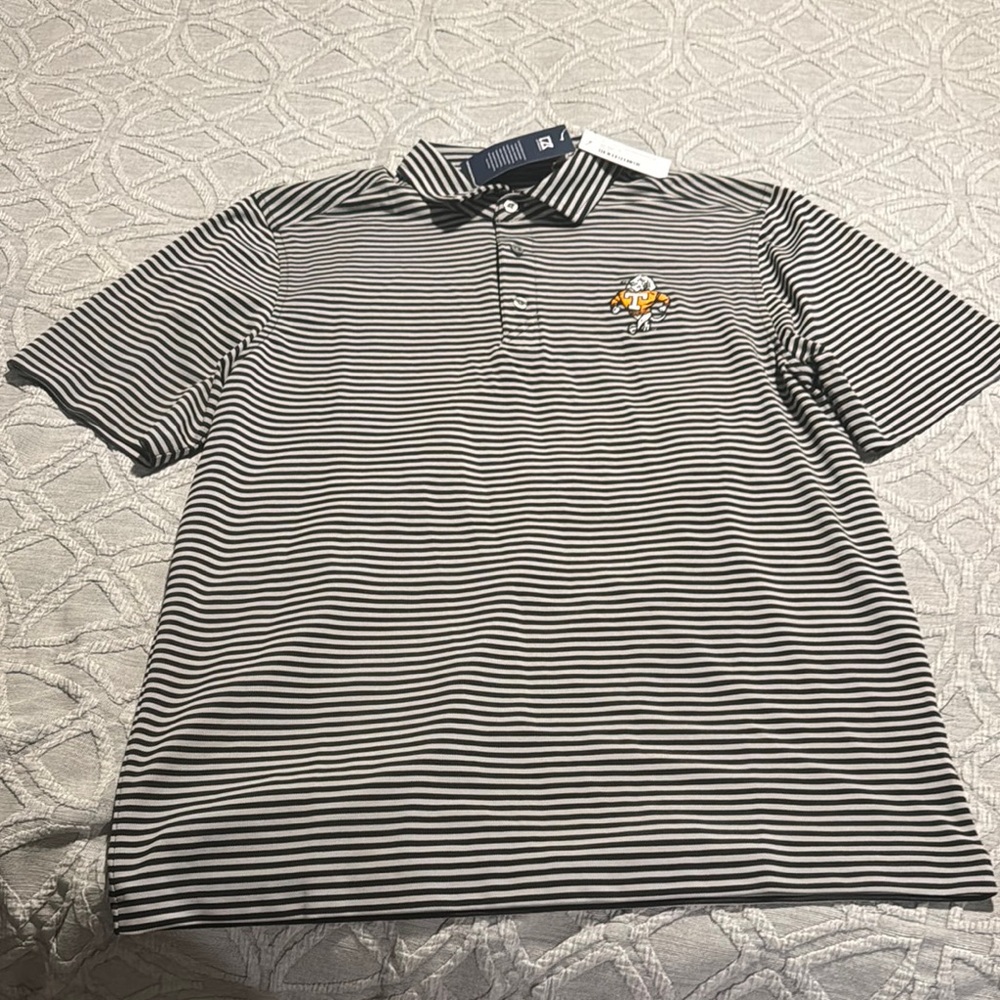 Men's Striped Polo Shirt - Black and White Tennessee Vols - Smokey